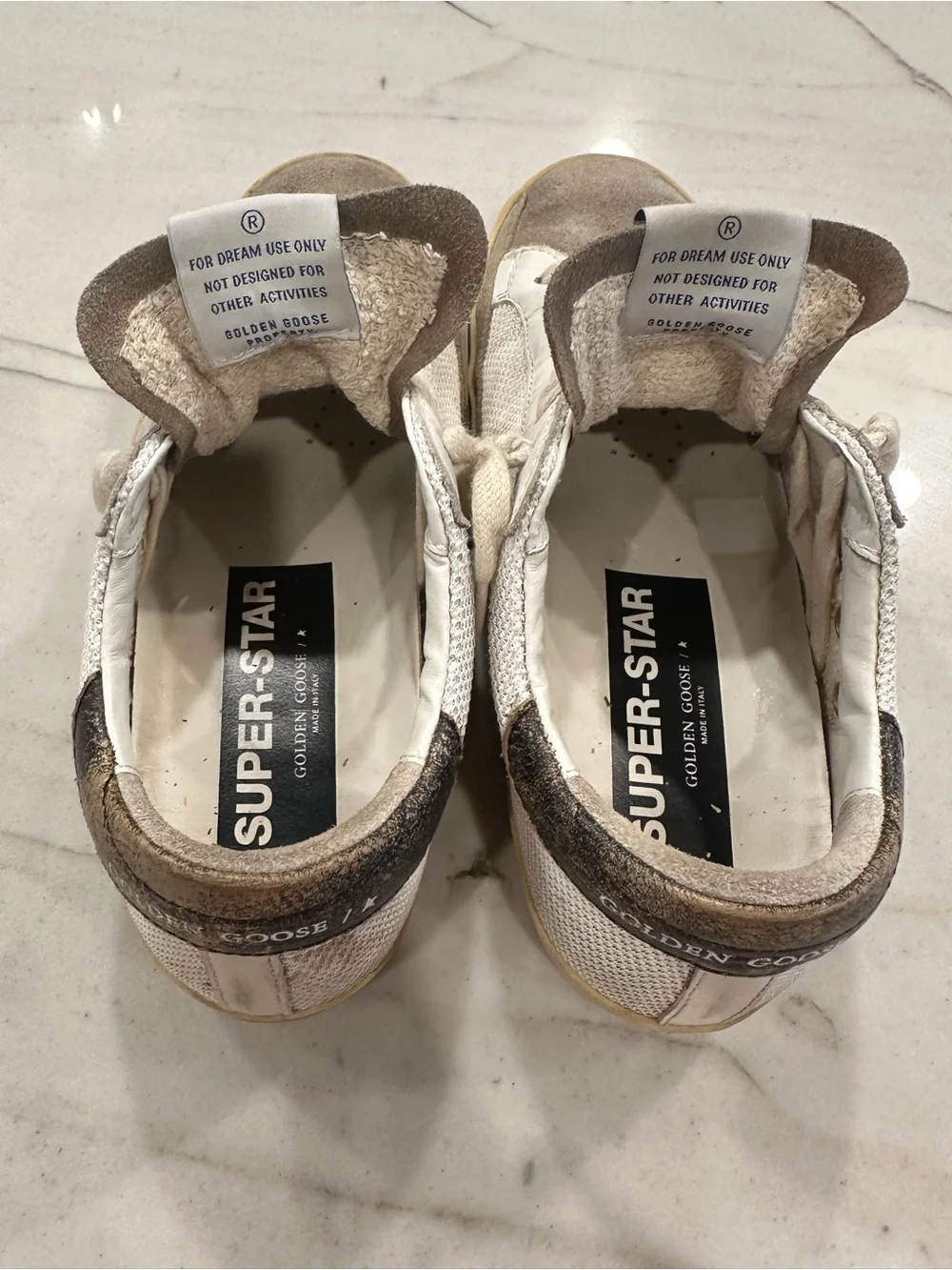 Golden Goose Super-Star Sneakers Size 37 White Silver Star Mesh Suede Toe + Box - Picture 6 of 9